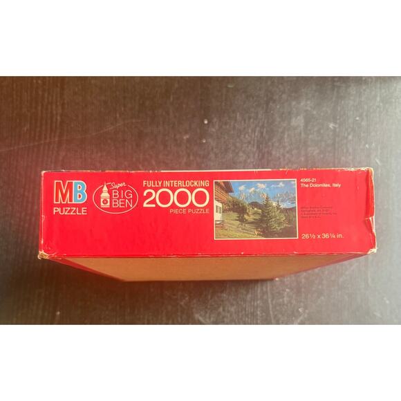 VTG MB Big Ben 2000 Piece Puzzle 4565-21 The Dolomites Italy Factory Sealed - Picture 2 of 5
